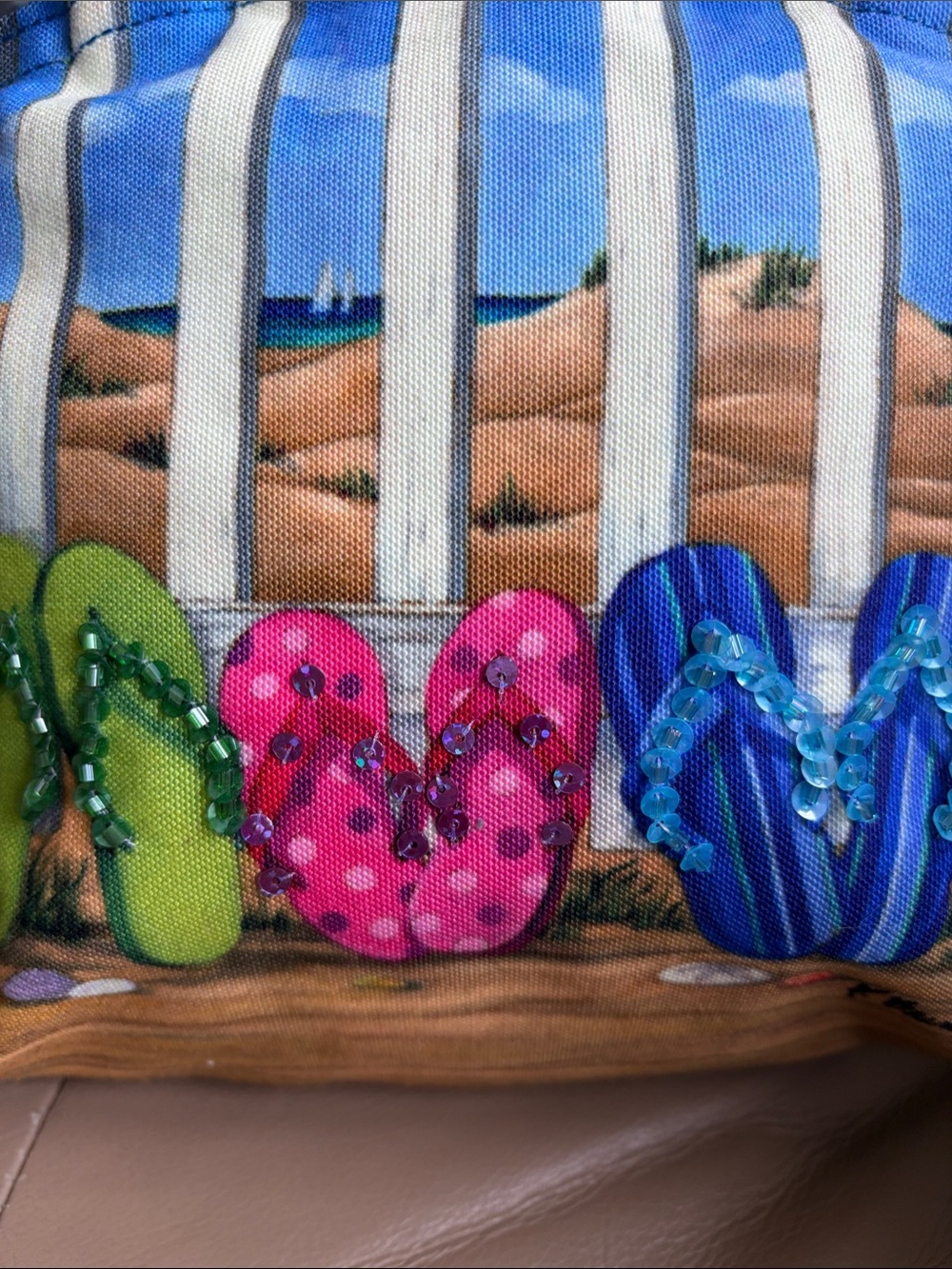 Colorful Flip-Flop Print Blue Crossbody Bag - Picture 2 of 5